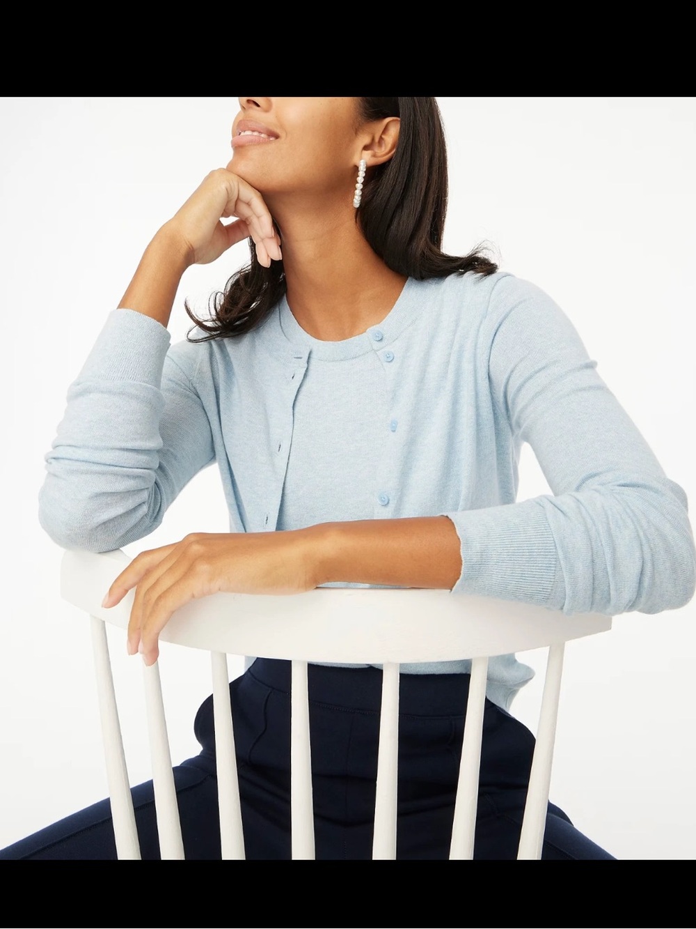 J. Crew Light Blue Slim Crewneck Button Cardigan